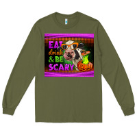Army Green eat drink and be scary cow Long Sleeve Tee - LillyAllenDesigns