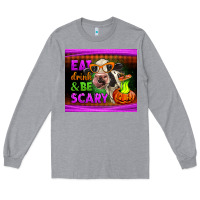 Heather Grey eat drink and be scary cow Long Sleeve Tee - LillyAllenDesigns