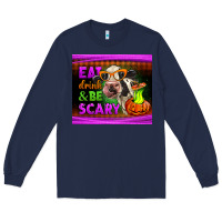 Navy eat drink and be scary cow Long Sleeve Tee - LillyAllenDesigns
