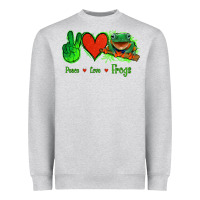Heather Grey Peace Love Frogs Heavyweight Sweatshirt - Jasminsmagicworld