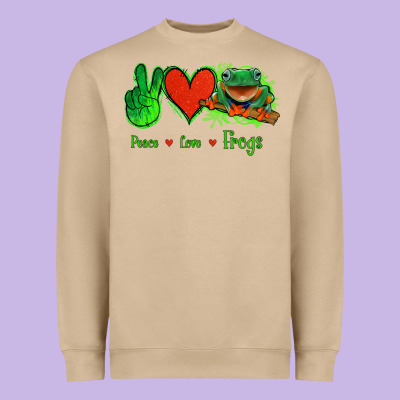 Peace Love Frogs Heavyweight Sweatshirt Designed By Jasminsmagicworld