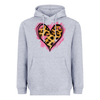 Heather Grey Leopard Pink Glitter Heart Heavyweight Hoodie - Jasminsmagicworld