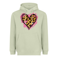 Matcha Leopard Pink Glitter Heart Heavyweight Hoodie - Jasminsmagicworld