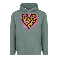 Sage Leopard Pink Glitter Heart Heavyweight Hoodie - Jasminsmagicworld
