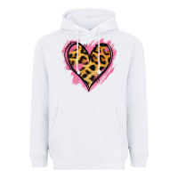 White Leopard Pink Glitter Heart Heavyweight Hoodie - Jasminsmagicworld