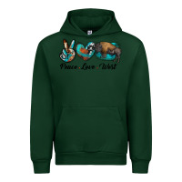 Forest Green peace love west bison Urban Hoodie - RanaPortraitStore