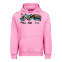 Fuchsia Pink peace love west bison Urban Hoodie - RanaPortraitStore