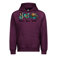 Mauve Wine peace love west bison Urban Hoodie - RanaPortraitStore