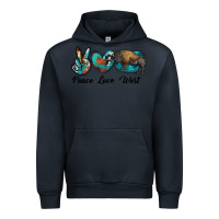 Navy peace love west bison Urban Hoodie - RanaPortraitStore