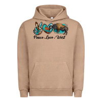 Pigment Burro peace love west bison Urban Hoodie - RanaPortraitStore