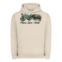 Peace Love West Bison Urban Hoodie | Teevron