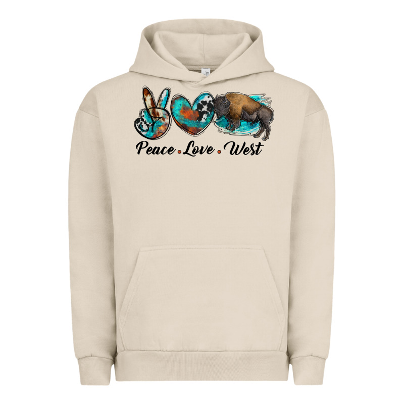 Peace Love West Bison Urban Hoodie by RanaPortraitStore | Teevron