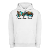 Pigment Lunar Rock peace love west bison Urban Hoodie - RanaPortraitStore