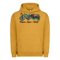 Pigment Peanut Butter peace love west bison Urban Hoodie - RanaPortraitStore