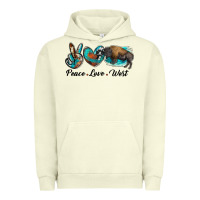 Pigment Pistachio peace love west bison Urban Hoodie - RanaPortraitStore