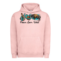 Pigment Salmon peace love west bison Urban Hoodie - RanaPortraitStore