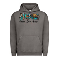 Pigment Tornado peace love west bison Urban Hoodie - RanaPortraitStore