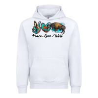 White peace love west bison Urban Hoodie - RanaPortraitStore