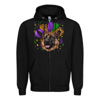 Black Mardi gras hat german shepherd Zipper Hoodie - RanaPortraitStore