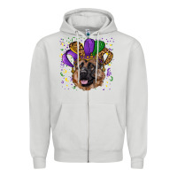 Dove Grey Mardi gras hat german shepherd Zipper Hoodie - RanaPortraitStore