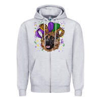 Heather Grey Mardi gras hat german shepherd Zipper Hoodie - RanaPortraitStore