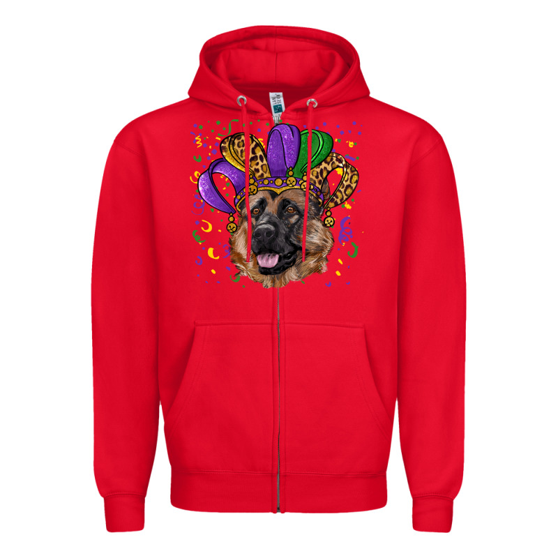 Mardi Gras Hat German Shepherd Zipper Hoodie by RanaPortraitStore | Teevron