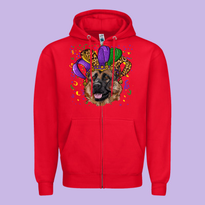 Mardi Gras Hat German Shepherd Zipper Hoodie Designed By Ranaportraitstore