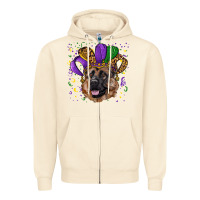 Sandshell Mardi gras hat german shepherd Zipper Hoodie - RanaPortraitStore