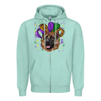 Seafoam Mardi gras hat german shepherd Zipper Hoodie - RanaPortraitStore
