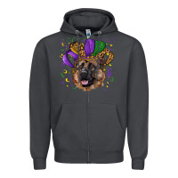 Smoke Mardi gras hat german shepherd Zipper Hoodie - RanaPortraitStore