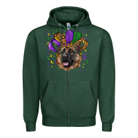 Sports Green Mardi gras hat german shepherd Zipper Hoodie - RanaPortraitStore