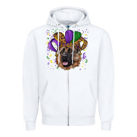 White Mardi gras hat german shepherd Zipper Hoodie - RanaPortraitStore