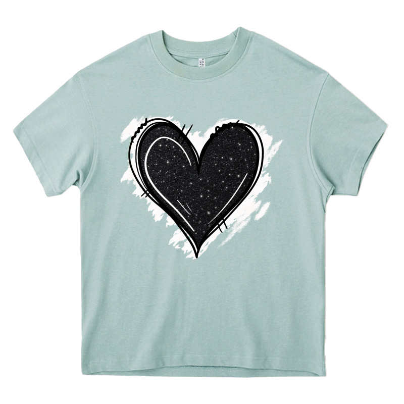 Black Glitter Heart Heavy Core Tee by Jasminsmagicworld | Teevron