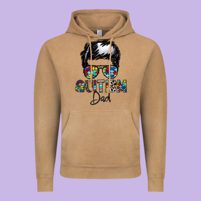 Autism Dad Vintage Hoodie Designed By Cowhidedigitalart