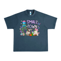 Midnight Navy Small Town Easter Day Urban Heavy Tee - CowhideDigitalArt
