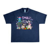Navy Small Town Easter Day Urban Heavy Tee - CowhideDigitalArt