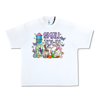 White Small Town Easter Day Urban Heavy Tee - CowhideDigitalArt