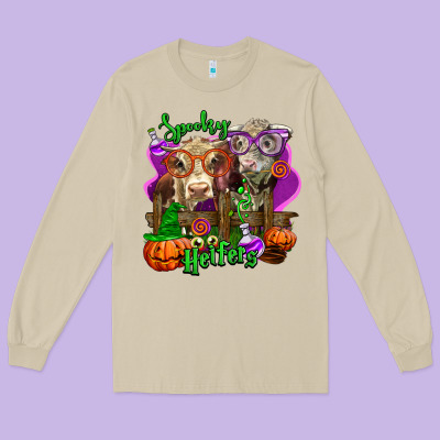 Spooky Halloween Cows Long Sleeve Tee Designed By Lillyallendesigns