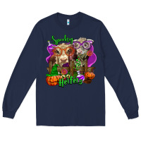 Navy spooky halloween cows Long Sleeve Tee - LillyAllenDesigns