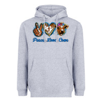 Heather Grey Peace Love Cows Heavyweight Hoodie - Jasminsmagicworld