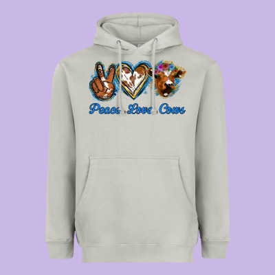 Peace Love Cows Heavyweight Hoodie Designed By Jasminsmagicworld