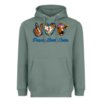 Sage Peace Love Cows Heavyweight Hoodie - Jasminsmagicworld