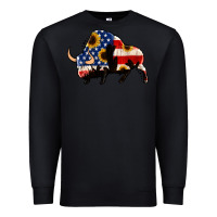 Black american flag bison Premium Sweatshirt - Jasminsmagicworld