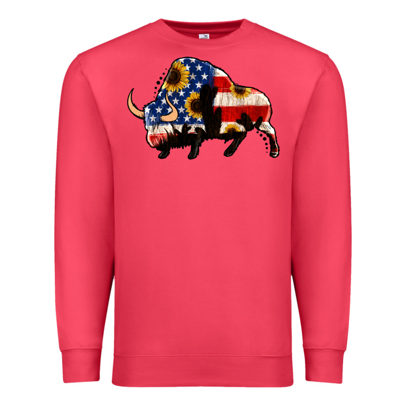 American Flag Bison Premium Sweatshirt by Jasminsmagicworld | Teevron