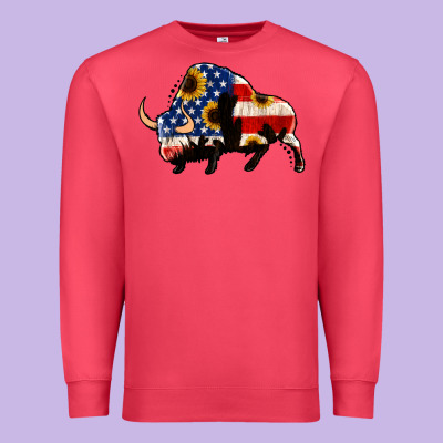 American Flag Bison Premium Sweatshirt Designed By Jasminsmagicworld