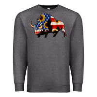 Charcoal Heather american flag bison Premium Sweatshirt - Jasminsmagicworld