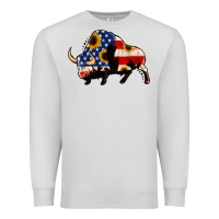 Dove Grey american flag bison Premium Sweatshirt - Jasminsmagicworld