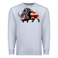 Heather Grey american flag bison Premium Sweatshirt - Jasminsmagicworld