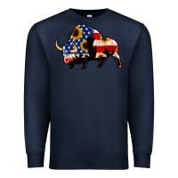 Navy american flag bison Premium Sweatshirt - Jasminsmagicworld