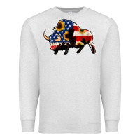 Oatmeal Heather american flag bison Premium Sweatshirt - Jasminsmagicworld